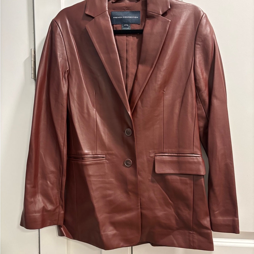 French Connection Women's Brown Leather Blazer (Worn Once)